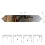 Yanfind Table Runner Boats Coniferous Picturesque Serene Fog Rural Scenery Placid Hazy Mountains Daytime Mm Everyday Dining Wedding Party Holiday Home Decor