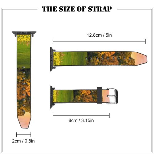 yanfind Watch Strap for Apple Watch Bruno Glätsch Autumn Trees Sunset Landscape Afterglow Meadow Grass Field Greenery Beautiful Compatible with iWatch Series 5 4 3 2 1