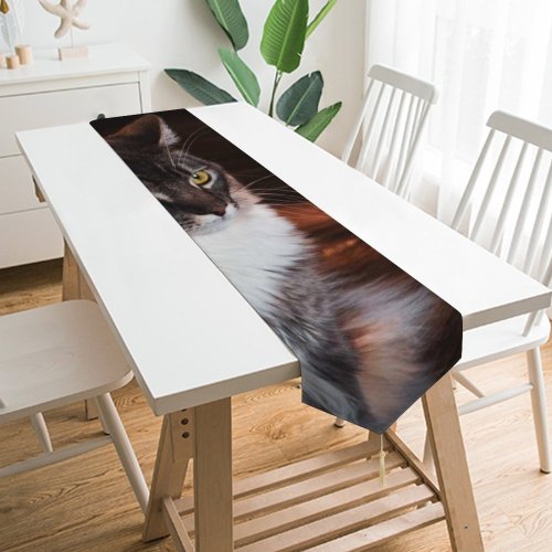 Yanfind Table Runner Funny Curiosity Sunset Cute Eye Portrait Kitten Pet Furry Whisker Fur Wildlife Everyday Dining Wedding Party Holiday Home Decor