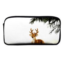 yanfind Pencil Case YHO Christmas Reindeer Needles Tailed Snow Deer Branch Tail Antler Fawn Decoration Elk Zipper Pens Pouch Bag for Student Office School