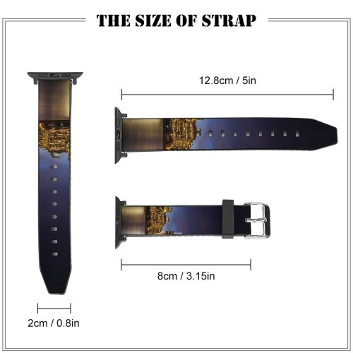 yanfind Watch Strap for Apple Watch York City Brooklyn  Park Waterfront Night Time Cityscape City Lights Reflection Compatible with iWatch Series 5 4 3 2 1