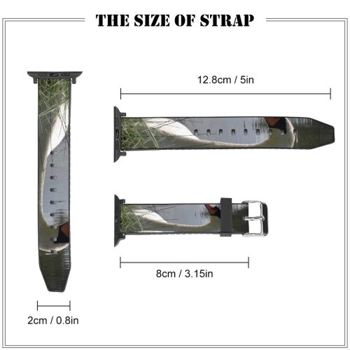 yanfind Watch Strap for Apple Watch  Waterfowl Summers Lake Bird Serene Vertebrate Ducks Geese Swans Beak Waterway Compatible with iWatch Series 5 4 3 2 1