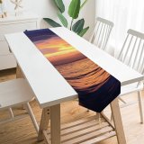 Yanfind Table Runner Backlit Golden Clouds Sunset Landscape Evening Light Beach Scenic Hour Sundown Horizon Everyday Dining Wedding Party Holiday Home Decor