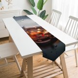 Yanfind Table Runner Blur Focus Dark Illuminated Lights Depth Window Evening Field Light Luminescence Wet Everyday Dining Wedding Party Holiday Home Decor