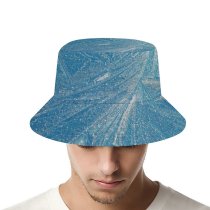 yanfind Adult Fisherman's Hat Winter Texture Frost Ice Azure Frost Fishing Fisherman Cap Travel Beach Sun protection