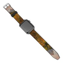 yanfind Watch Strap for Apple Watch Luca Bravo Valley Funes Mountains Countryside Landscape High Mountains Summer Forest Trees Compatible with iWatch Series 5 4 3 2 1