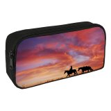 yanfind Pencil Case YHO Cowboy Horses Silhouette Dawn Sunset Zipper Pens Pouch Bag for Student Office School