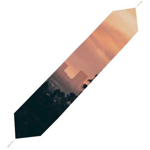 Yanfind Table Runner Backlit Los Coast City La Hollywood Skies Palm Cityscape Sunset Century Travel Everyday Dining Wedding Party Holiday Home Decor