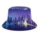 yanfind Adult Fisherman's Hat Romain Trystram Cityscape Neon Reflections Fishing Fisherman Cap Travel Beach Sun protection