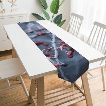 Yanfind Table Runner Blur Frozen Focus Tree Winter Season Depth Freeze Icy Field Snow Fruit Everyday Dining Wedding Party Holiday Home Decor