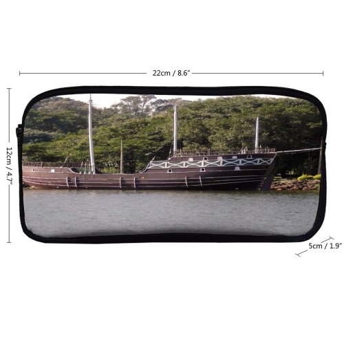 yanfind Pencil Case YHO Brazilian Caravele Portuguese Carvel Vehicle Lake Vessel Sailor Boat Sea Sailing Ship Zipper Pens Pouch Bag for Student Office School