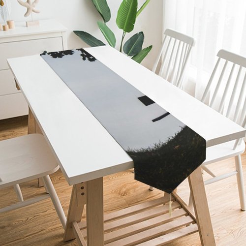 Yanfind Table Runner Backlit Tree Silhouette Bench Solo Alone Lonely Dusk Solitude Everyday Dining Wedding Party Holiday Home Decor