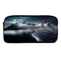 yanfind Pencil Case YHO Vestrahorn  Stokksnes Beach Icelandic Coast Snow Covered Evening Dark Mountains Iceland Zipper Pens Pouch Bag for Student Office School