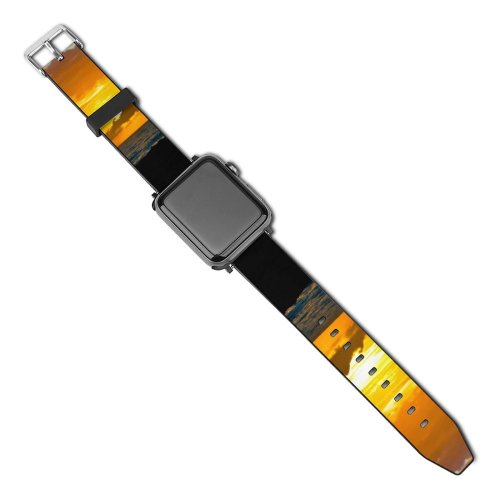 yanfind Watch Strap for Apple Watch Love Couple Romantic Kiss Sunset Silhouette Beach Dawn Mood Compatible with iWatch Series 5 4 3 2 1