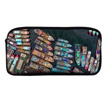 yanfind Pencil Case YHO Boats Above Drone From Dock  Bird's Watercrafts Aerial Shot Zipper Pens Pouch Bag for Student Office School