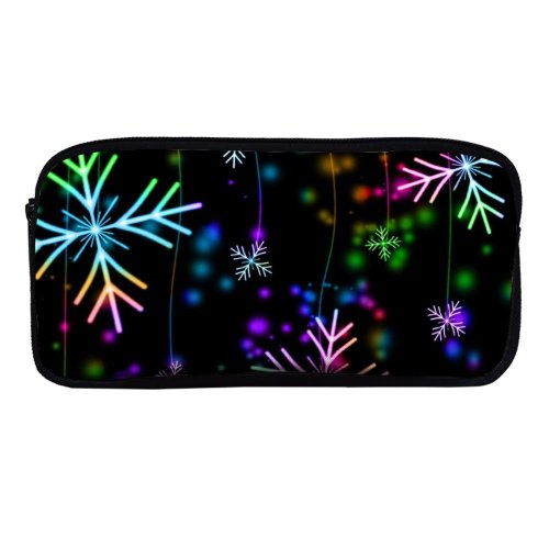yanfind Pencil Case YHO Rachel Burkum Celebrations Christmas Snowflakes Winter AMOLED Colorful Bokeh Zipper Pens Pouch Bag for Student Office School