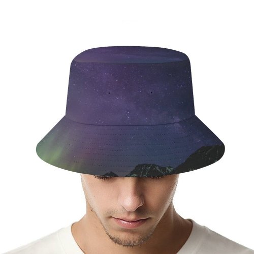yanfind Adult Fisherman's Hat Dennison Lim Aurora Borealis Milky Way Purple Sky Night Starry Sky Glacier Fishing Fisherman Cap Travel Beach Sun protection
