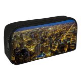 yanfind Pencil Case YHO Chicago Illinois City Night Cityscape Sky Night Lights Buildings Skyscrapers Zipper Pens Pouch Bag for Student Office School