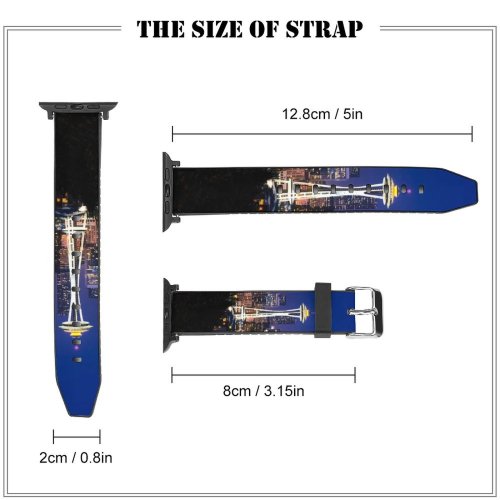 yanfind Watch Strap for Apple Watch Youen California Space Needle Seattle Washington Cityscape City Lights Night Time Skyscrapers Compatible with iWatch Series 5 4 3 2 1