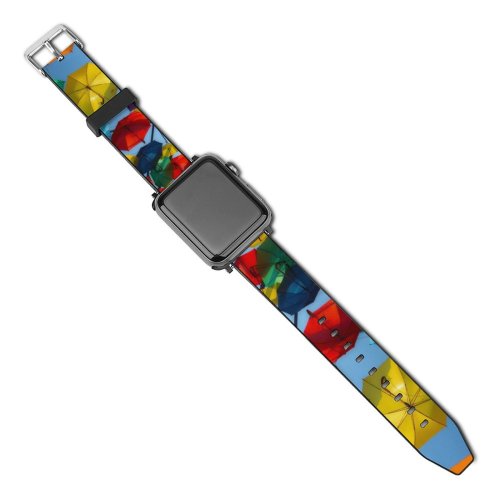 yanfind Watch Strap for Apple Watch Umbrellas Colorful Street Decoration Multicolor Compatible with iWatch Series 5 4 3 2 1