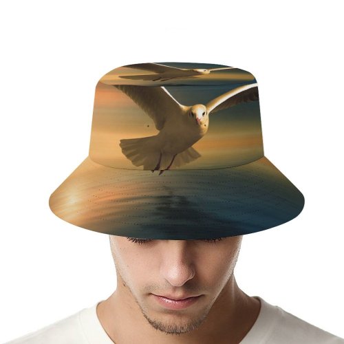 yanfind Adult Fisherman's Hat Gerd Altmann Seagull Birds Sunset Reflection Flying Bird Wings Blur Fishing Fisherman Cap Travel Beach Sun protection
