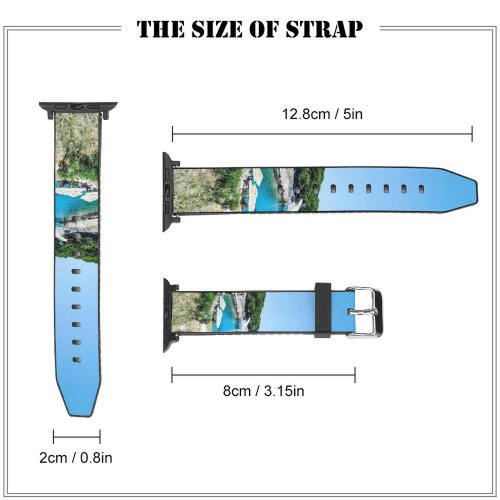 yanfind Watch Strap for Apple Watch Landscape Road Plant Pictures Sea Outdoors Tree Pier Dock Free Port Compatible with iWatch Series 5 4 3 2 1