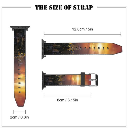 yanfind Watch Strap for Apple Watch Anek Suwannaphoom Hong Kong Cityscape Sunrise City Lights Compatible with iWatch Series 5 4 3 2 1