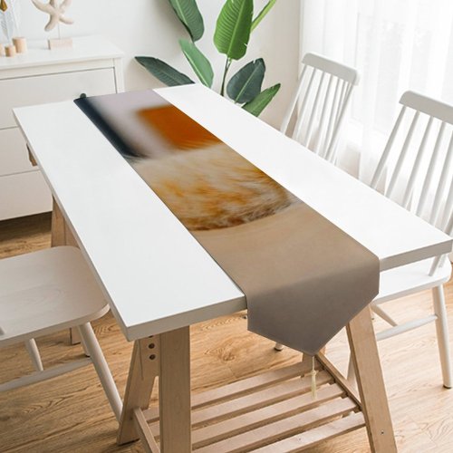 Yanfind Table Runner Funny Curiosity Sit Young Pretty Eye Family Kitten Whisker Downy Fur Portrait Everyday Dining Wedding Party Holiday Home Decor