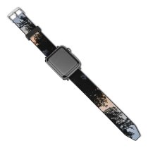 yanfind Watch Strap for Apple Watch Abies Silhouette Evening Tree Treetop Pine Plant Fir Sunset Free Dusk Compatible with iWatch Series 5 4 3 2 1