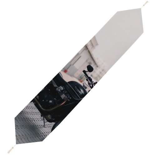 Yanfind Table Runner Bike Blur Focus Motor Design Customized Parked Depth Wheels Field Headlight Transportation Everyday Dining Wedding Party Holiday Home Decor