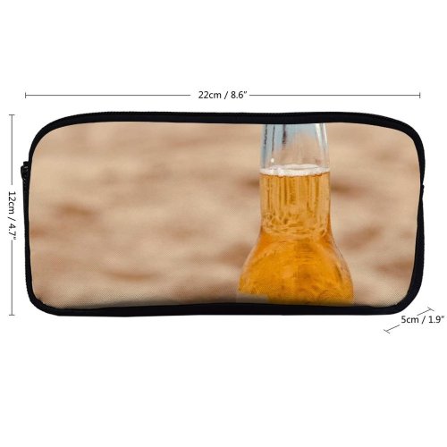 yanfind Pencil Case YHO  Golden Sand Liquor Travel Beer Beach Alcohol Glass Lime Outdoors Seashore Zipper Pens Pouch Bag for Student Office School