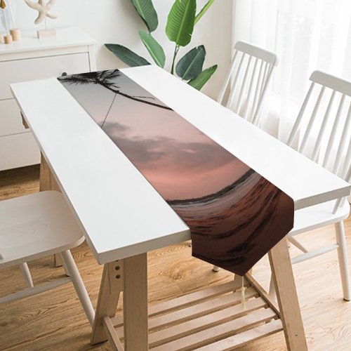 Yanfind Table Runner Backlit Serene Sand Vacation Palm Coconut Scenery Clouds Sri Oceanside Waves Island Everyday Dining Wedding Party Holiday Home Decor