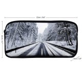 yanfind Pencil Case YHO Sven Muller Winter Road Forest Snow Covered Trees Zipper Pens Pouch Bag for Student Office School