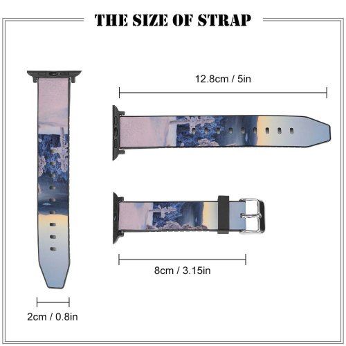 yanfind Watch Strap for Apple Watch Konttainen Fell Finland Hill Winter Snowy Trees Snow Covered Sunrise Horizon Landscape Compatible with iWatch Series 5 4 3 2 1