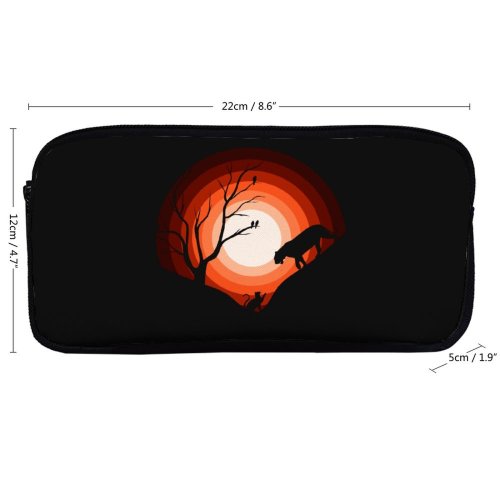 yanfind Pencil Case YHO Suryapraveen Dark Minimal Jaguar Cat  Silhouette Zipper Pens Pouch Bag for Student Office School