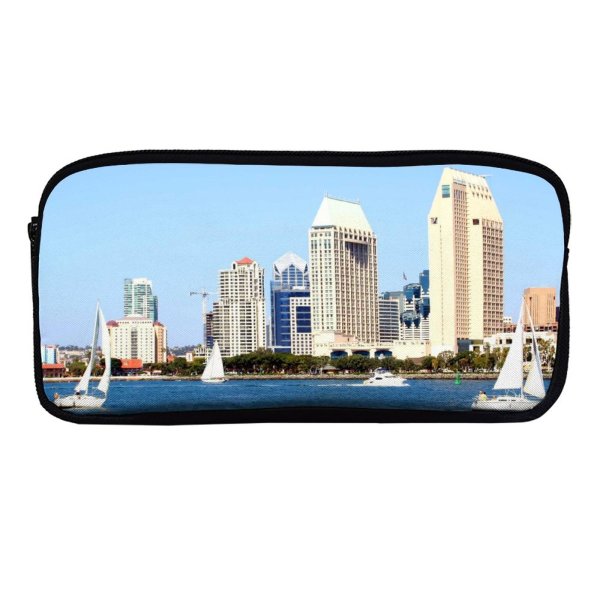 yanfind Pencil Case YHO  Sky Settlement Sails  Coronado Area  Sailboats City Sailing Island Zipper Pens Pouch Bag for Student Office School