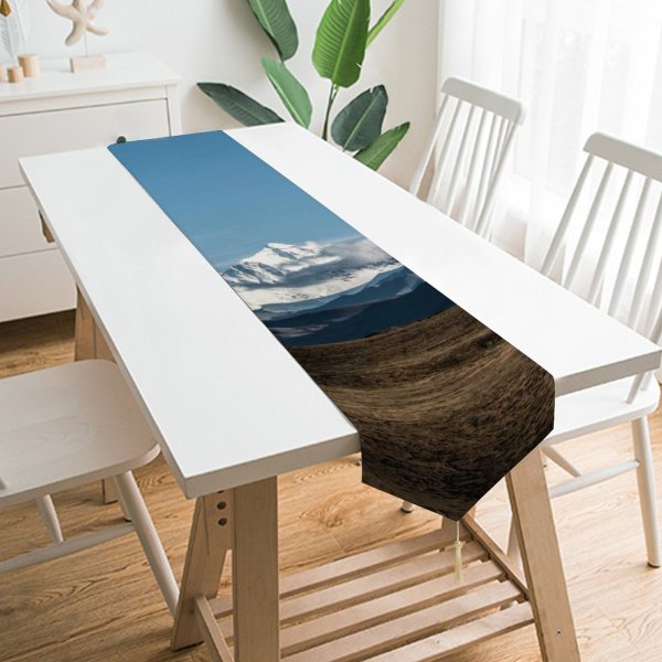 Yanfind Table Runner Scenery Range Sky Slope Mountain Grass Snow Plant Free Ice Travel Everyday Dining Wedding Party Holiday Home Decor