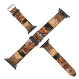 yanfind Watch Strap for Apple Watch William Warby Maple Trees Autumn Leaves Wooden Bench Beautiful Scenery Compatible with iWatch Series 5 4 3 2 1