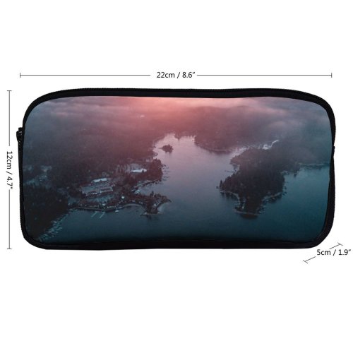 yanfind Pencil Case YHO Images Fog Mist River Aerial Quiet Wallpapers Lake  Tree Free States Zipper Pens Pouch Bag for Student Office School