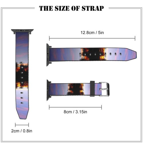 yanfind Watch Strap for Apple Watch Pond Trees Sunset Sky Colours Colour Reflection Reflections Natural Landscape Evening Horizon Compatible with iWatch Series 5 4 3 2 1