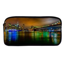 yanfind Pencil Case YHO Tom Gainor Brooklyn  York Cityscape City Lights Night Time Reflection Exposure Zipper Pens Pouch Bag for Student Office School