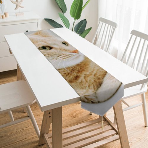 Yanfind Table Runner Funny Curiosity Sit Cute Baby Young Little Eye Kitten Whisker Fur Portrait Everyday Dining Wedding Party Holiday Home Decor