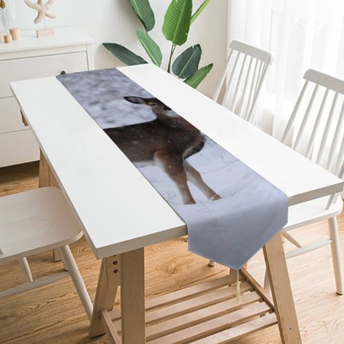 Yanfind Table Runner Frozen Freezing Deer Frost Wild Frosty Winter Outdoors Reindeer Scenic Moose Virginia Everyday Dining Wedding Party Holiday Home Decor