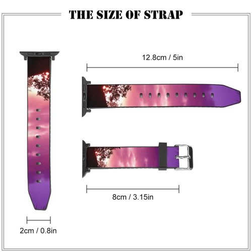 yanfind Watch Strap for Apple Watch Sunset Woods Jungle Leaves Clouds Sky Tree Cloud Purple Afterglow Violet Dusk Compatible with iWatch Series 5 4 3 2 1