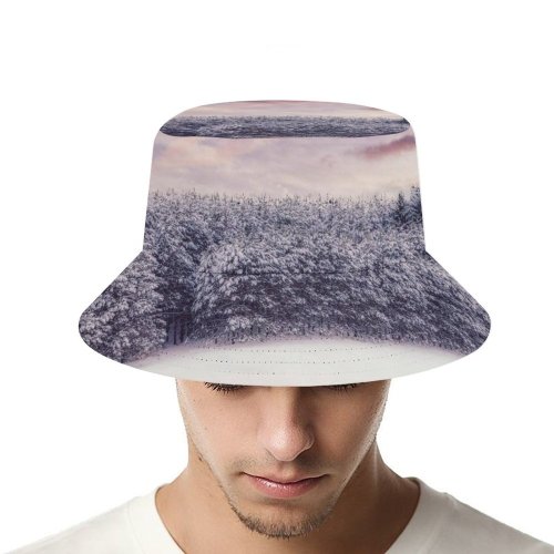 yanfind Adult Fisherman's Hat Snow Covered Trees Winter Snow Landscape Clouds Scenery Forest Fishing Fisherman Cap Travel Beach Sun protection