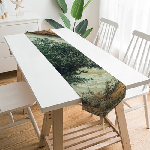 Yanfind Table Runner Scenery Highway Tree Mountain Mesa Wilderness Free Ground Stream Basin River Everyday Dining Wedding Party Holiday Home Decor