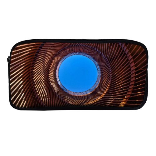 yanfind Pencil Case YHO Skitterphoto Architecture Metal Design Circular Sky Spiral Indoor Symmetrical Zipper Pens Pouch Bag for Student Office School