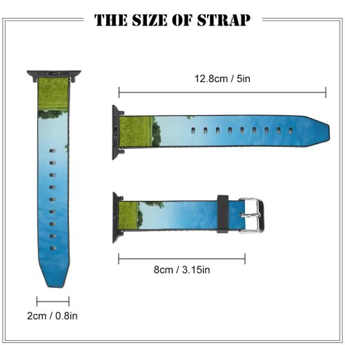 yanfind Watch Strap for Apple Watch Scenery Field Tree Sky Fields Paddy Grass Rural Plant Free Meadows Compatible with iWatch Series 5 4 3 2 1