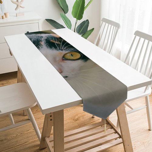 Yanfind Table Runner Young Kitty Pet Funny Outdoors Kitten Portrait Tabby Whiskers Cute Little Blur Everyday Dining Wedding Party Holiday Home Decor