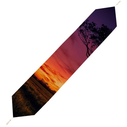 Yanfind Table Runner Hmetosche Sunset Sky Landscape Purple Clouds Tree Silhouette Everyday Dining Wedding Party Holiday Home Decor